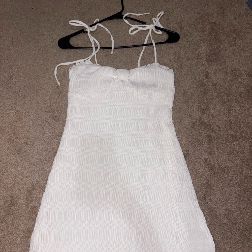 White Textured Sleeveless Dress